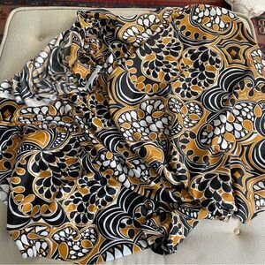 Vintage 70s 1971 Ameritex Co Polyester Mod Fabric Black Golden Tan White 66x64”